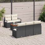 Gartensofa-set mit Kissen 6 pcs Schwarz Poly-Rattan