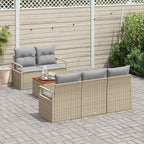 Gartensofa-set mit Kissen 6 pcs Beige Poly-Rattan