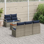 Gartensofa-set mit Kissen 6 pcs Grau Poly-Rattan