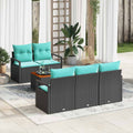 Gartensofa-set mit Kissen 6 pcs Schwarz Poly-Rattan