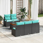 Gartensofa-set mit Kissen 6 pcs Schwarz Poly-Rattan