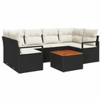 Gartensofa-set mit Kissen 7 pcs Schwarz Poly-Rattan