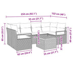 Gartensofa-set mit Kissen 7 pcs Beige Poly-Rattan
