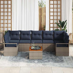 Gartensofa-set mit Kissen 8 pcs Grau Poly-Rattan