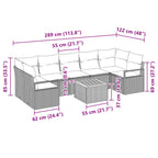 Gartensofa-set mit Kissen 8 pcs Grau Poly-Rattan