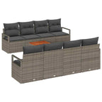 Gartensofa-set mit Kissen 9 pcs Grau Poly-Rattan