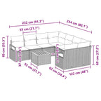 Gartensofa-set mit Kissen 9 pcs Grau Poly-Rattan