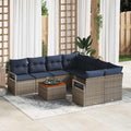 Gartensofa-set mit Kissen 9 pcs Grau Poly-Rattan