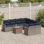 Gartensofa-set mit Kissen 9 pcs Grau Poly-Rattan