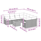 Gartensofa-set mit Kissen 9 pcs Grau Poly-Rattan