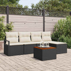 Gartensofa-set mit Kissen 6 pcs Schwarz Poly-Rattan