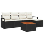 Gartensofa-set mit Kissen 6 pcs Schwarz Poly-Rattan