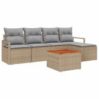 Gartensofa-set mit Kissen 6 pcs Beige Poly-Rattan