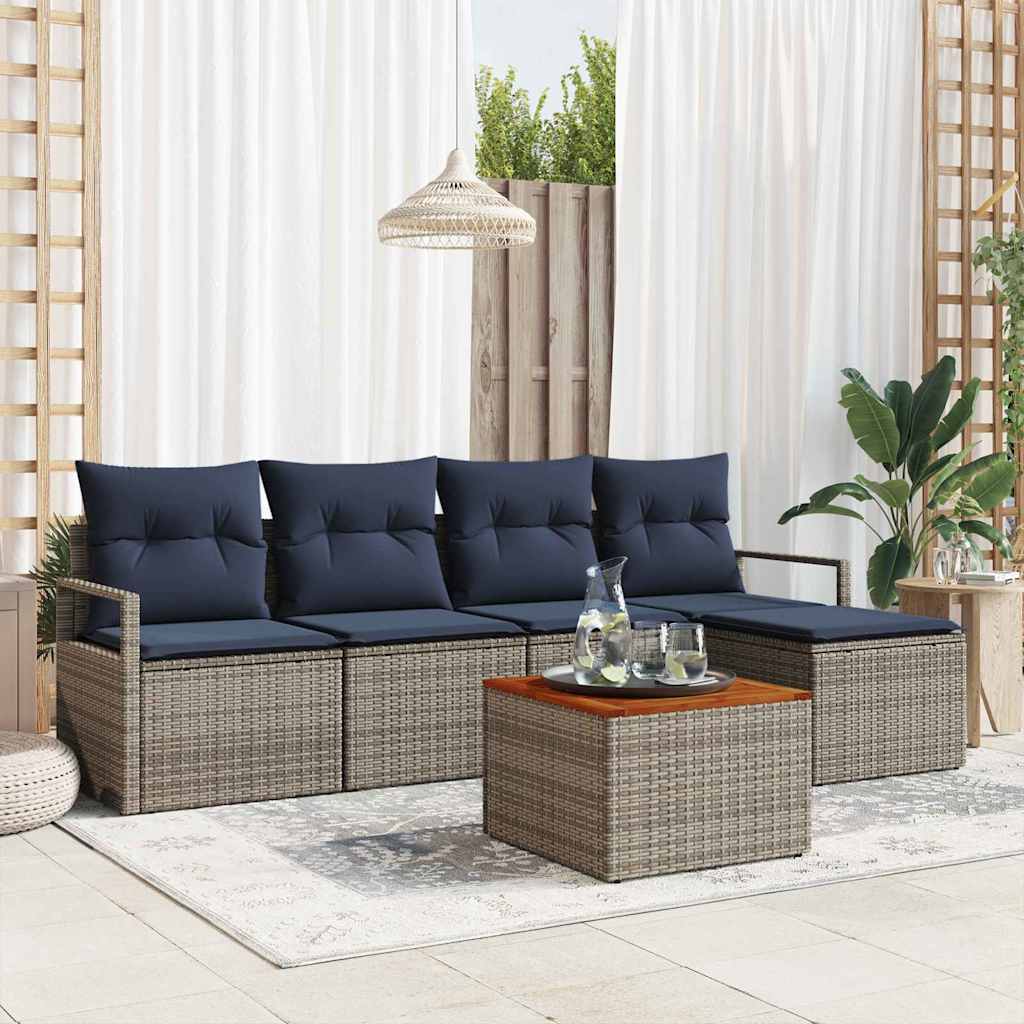 Gartensofa-set mit Kissen 6 pcs Grau Poly-Rattan