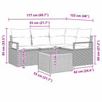 Gartensofa-set mit Kissen 5 pcs Schwarz Poly-Rattan