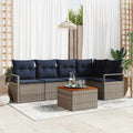 Gartensofa-set mit Kissen 6 pcs Grau Poly-Rattan