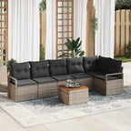 Gartensofa-set mit Kissen 7 pcs Grau Poly-Rattan