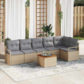 Gartensofa-set mit Kissen 7 pcs Beige Poly-Rattan