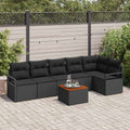 Gartensofa-set mit Kissen 7 pcs Schwarz Poly-Rattan