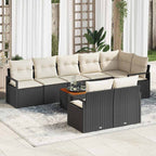 Gartensofa-set mit Kissen 9 pcs Schwarz Poly-Rattan