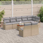 Gartensofa-set mit Kissen 9 pcs Beige Poly-Rattan
