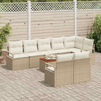 Gartensofa-set mit Kissen 9 pcs Beige Poly-Rattan