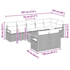 Gartensofa-set mit Kissen 9 pcs Beige Poly-Rattan