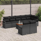Gartensofa-set mit Kissen 9 pcs Schwarz Poly-Rattan