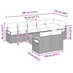 Gartensofa-set mit Kissen 9 pcs Schwarz Poly-Rattan