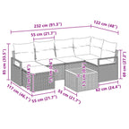 Gartensofa-set mit Kissen 7 pcs Grau Poly-Rattan