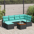 Gartensofa-set mit Kissen 7 pcs Schwarz Poly-Rattan