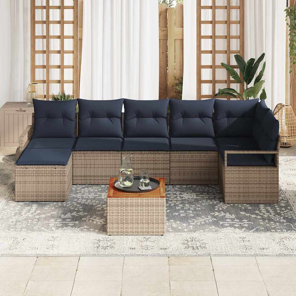 Gartensofa-set mit Kissen 8 pcs Grau Poly-Rattan