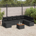 Gartensofa-set mit Kissen 9 pcs Schwarz Poly-Rattan