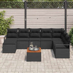 Gartensofa-set mit Kissen 9 pcs Schwarz Poly-Rattan