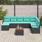 Gartensofa-set mit Kissen 9 pcs Schwarz Poly-Rattan