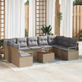 Gartensofa-set mit Kissen 10 pcs Beige Poly-Rattan