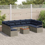 Gartensofa-set mit Kissen 10 pcs Grau Poly-Rattan