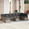 Gartensofa-set mit Kissen 11 pcs Grau Poly-Rattan