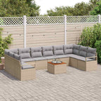 Gartensofa-set mit Kissen 11 pcs Beige Poly-Rattan