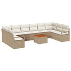 Gartensofa-set mit Kissen 11 pcs Beige Poly-Rattan