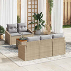 Gartensofa-set mit Kissen 6 pcs Beige Poly-Rattan