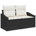 Gartensofa-set mit Kissen 7 pcs Schwarz Poly-Rattan