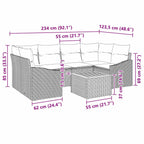 Gartensofa-set mit Kissen 7 pcs Grau Poly-Rattan