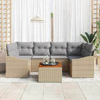 Gartensofa-set mit Kissen 7 pcs Beige Poly-Rattan