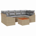 Gartensofa-set mit Kissen 7 pcs Beige Poly-Rattan