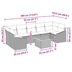 Gartensofa-set mit Kissen 8 pcs Grau Poly-Rattan