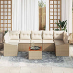 Gartensofa-set mit Kissen 8 pcs Beige Poly-Rattan