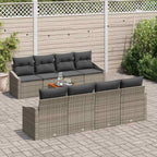 Gartensofa-set mit Kissen 9 pcs Grau Poly-Rattan