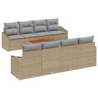 Gartensofa-set mit Kissen 9 pcs Beige Poly-Rattan