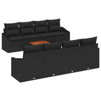 Gartensofa-set mit Kissen 9 pcs Schwarz Poly-Rattan
